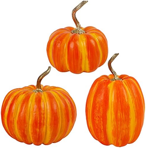 Winemana 3 Pcs Artificial Pumpkins Fall Decorations