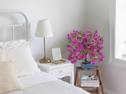 Briful Artificial Bougainvillea Tree in Blue Pot