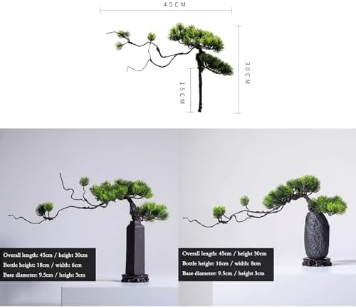 Faux Bonsai Tree with Colorful Ceramic Vase Set