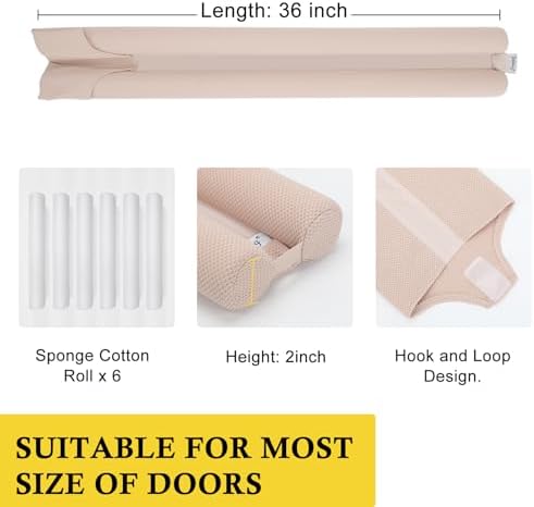 Fowong Door Draft Stopper Adjustable 30-36 Beige