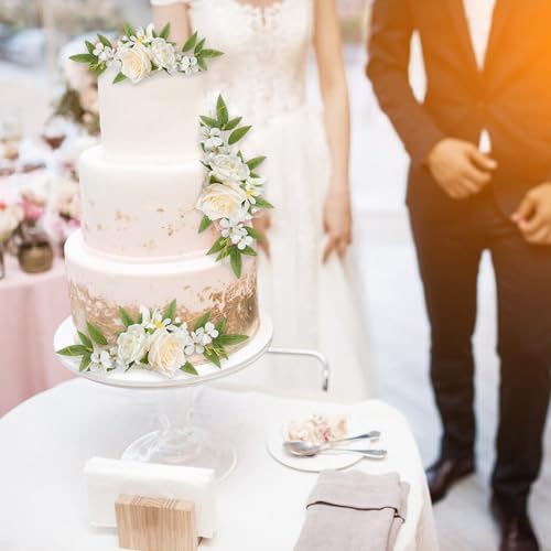 Keebgyy 3 Piece Rustic Wedding Cake Topper Flowers