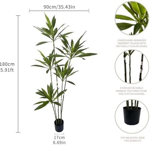Artificial Cordyline Plant 6 Ft Tall with Pot