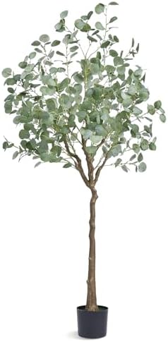 VEVOR 6 FT Artificial Eucalyptus Tree with PE Material and Anti-Tip Protection