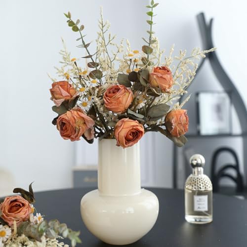 EAZHOP Natural Dried Rose Bouquet 6 Flowers Set 14 Inches