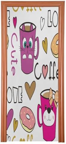 Susiyo Halloween Cat Door Cover Coffee Cups 32x79 in