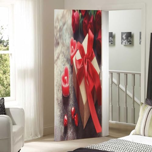 Susiyo Red Door Cover Stretchy Festive Decor 35x79 Inch