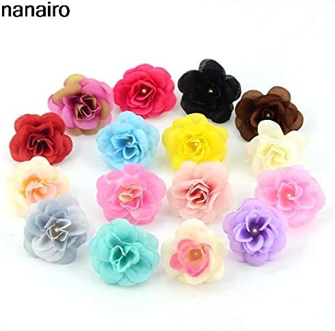 MountRuby 50 Pcs Gray Artificial Silk Rose Flower Head