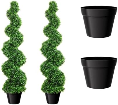 5 Ft Artificial Boxwood Spiral Topiary Tree