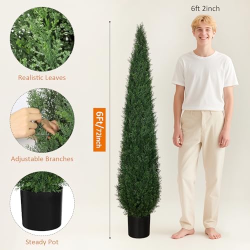 Artificial Cedar Topiary Trees Set of 2