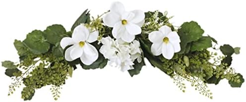 Veesper 295 Inch Artificial White Magnolia Flower Garland Wreath