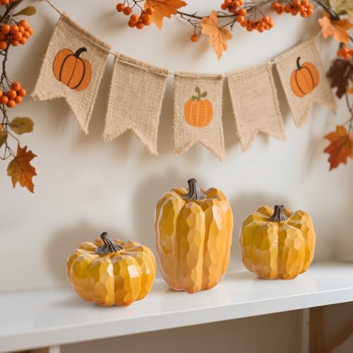 Winemana Artificial Yellow Pumpkin Centerpiece Set of 3