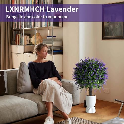272 Inch Artificial Lavender Topiary Set of 2 with Spike