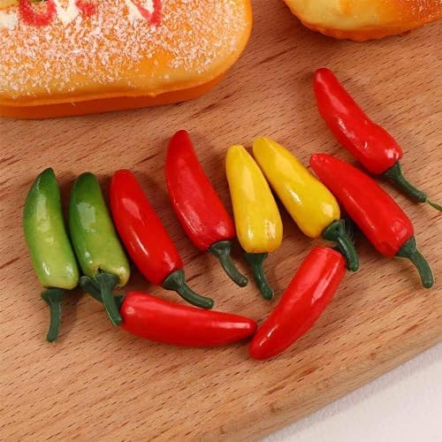 BWESOO 10Pcs Red Plastic Chili Peppers for Home Decoration