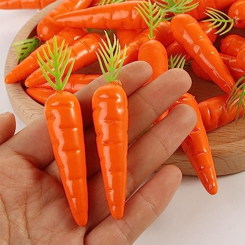 Pokinge 60pcs Artificial Carrots Mini Plastic Decorations