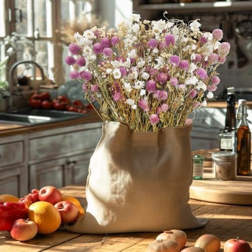 Artificial Flower Bouquet Pink Globe Amaranth Dried Flowers