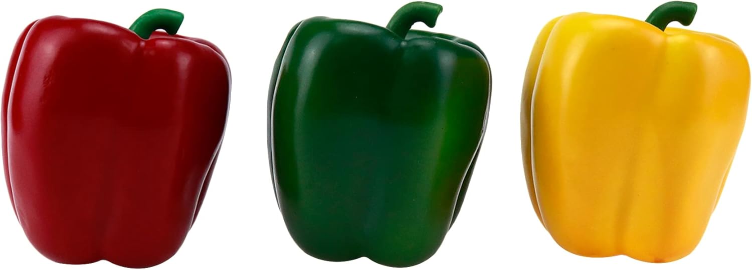 HEVSTIL 3Pack Artificial Bell Peppers for Decor and Photography