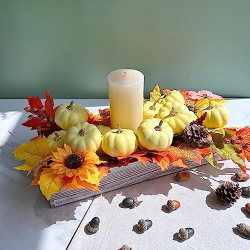 Winlyn 12 Pcs Artificial Yellow Pumpkins for Fall Decor