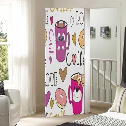 Susiyo Halloween Cat Door Cover Coffee Cups 32x79 in