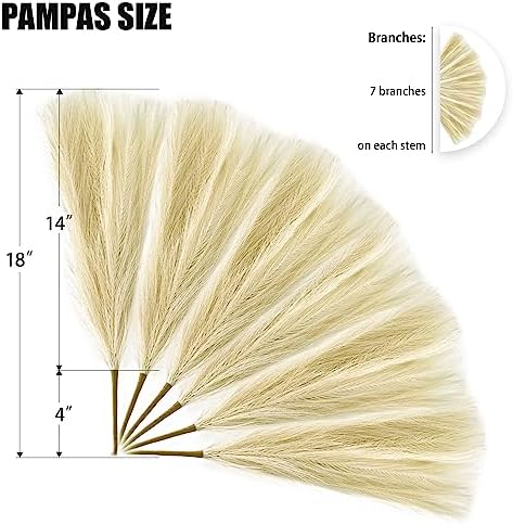 6PCS Faux Pampas Grass Arrangement Beige