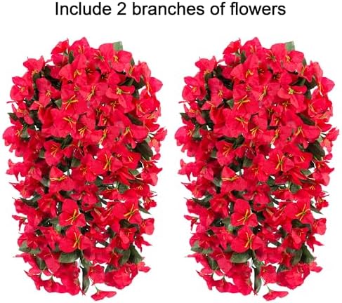 HyeFlora Artificial Bougainvillea Hanging Flowers Red 2pcs