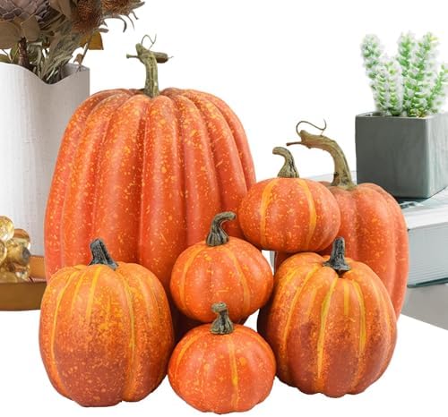 7 Artificial Foam Pumpkins for Halloween Decor