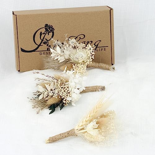 Rinlong Assorted Dried Flower Boutonnieres 6 Pcs