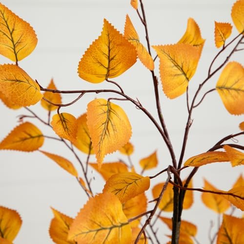 Nearly Natural 4ft Autumn Birch Artificial Tree with White Planter