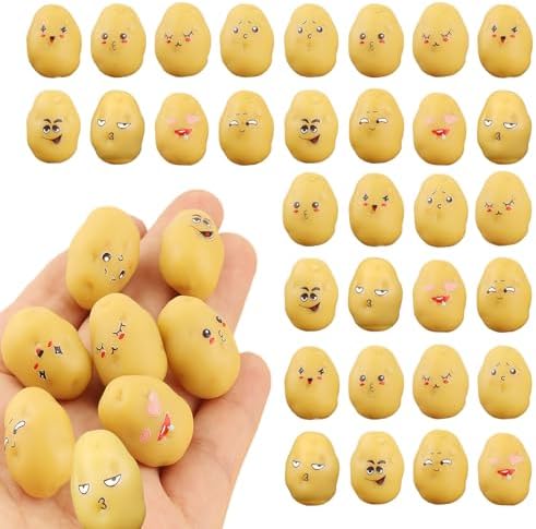 32pcs Mini Resin Potatoes Decor Lifelike Artificial Vegetables