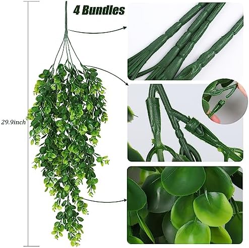 RECUTMS 4 Pack Artificial Eucalyptus Hanging Plants Greenery Decor