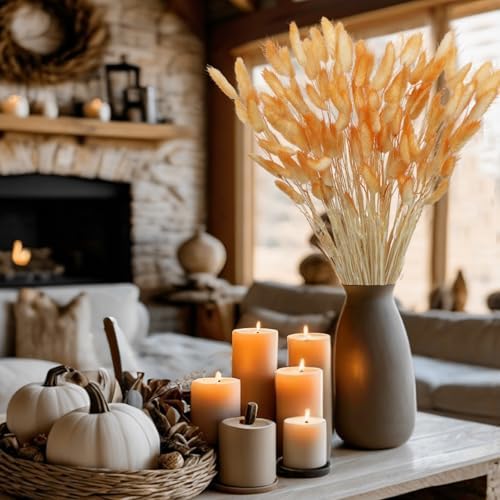 120 Pcs Dark Orange Dried Lagurus Ovatus Flowers