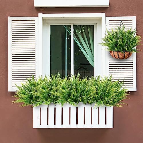 Sggvecsy 12 Bundles Artificial Boston Fern Plants Green Decor