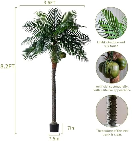 Erimda 82FT Artificial Phoenix Palm Tree with Coconut Fruit