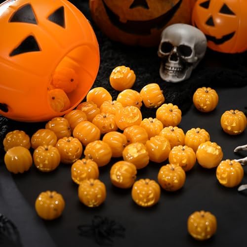 50 Pcs Mini Resin Pumpkins Halloween Decor Favors Gifts