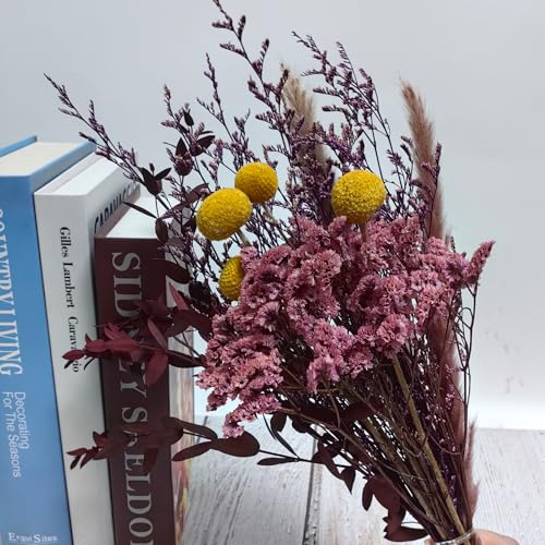 LBREVOGA Dried Flower Bouquet - Purple 15 Inches