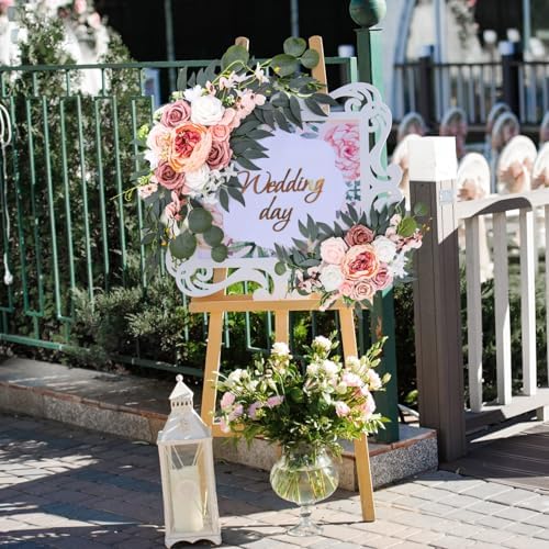 2 Pack Artificial Wedding Arch Flowers Pink White