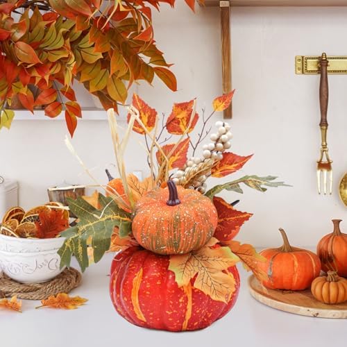 Fall Centerpieces for Tables - Artificial Pumpkin Decor