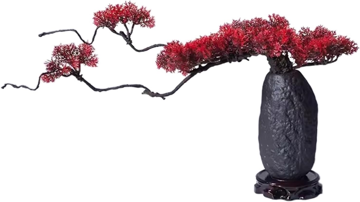 Faux Bonsai Tree with Colorful Ceramic Vase Set