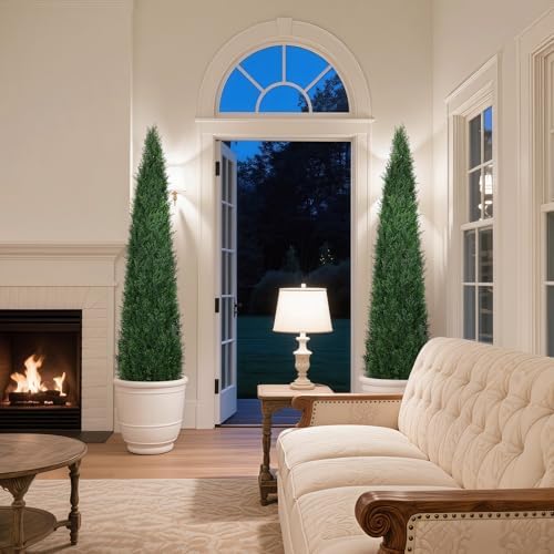 Artificial Cedar Topiary Trees Set of 2
