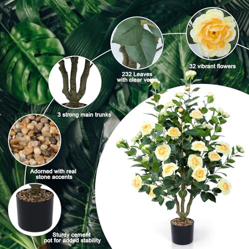 Artificial Camellia Tree 2 Pack 42 Inch Faux Floral Plants