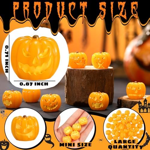 50 Pcs Mini Resin Pumpkins Halloween Decor Favors Gifts