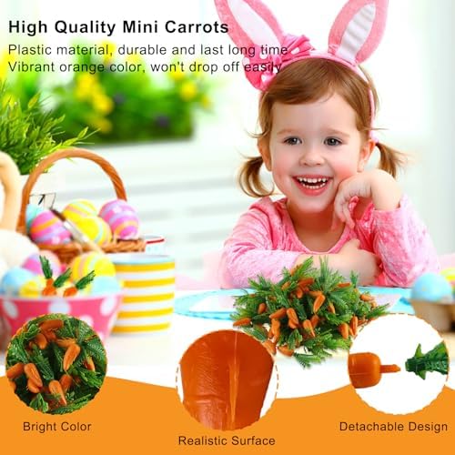 100PCS Mini Easter Carrots Plastic Decorations