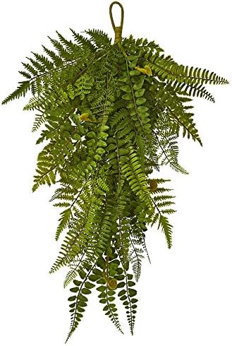 Nearly Natural 28in Fern Artificial Teardrop Set of 2 Green