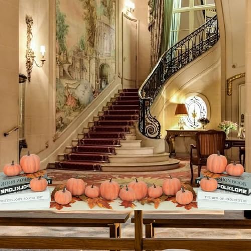 8pcs Plastic Pumpkins for Thanksgiving Centerpiece Autumn Decor