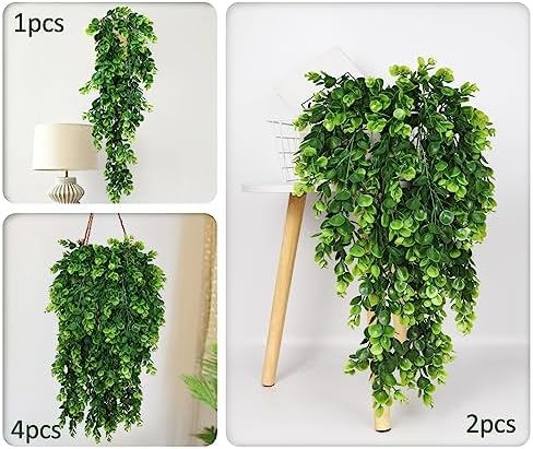 RECUTMS 4 Pack Artificial Eucalyptus Hanging Plants Greenery Decor
