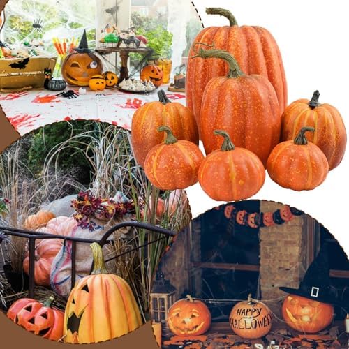 7 Artificial Foam Pumpkins for Halloween Decor