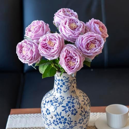 Vivid Pink Roses Peonies Artificial Flowers 4pcs