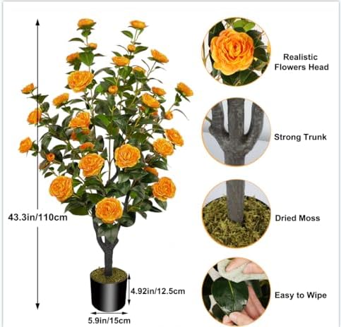 433 Inch Artificial Camellia Tree with Flowers