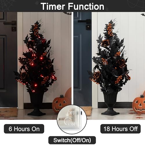 Glitzhome Set of 3 Halloween Decor Trees and Wreath