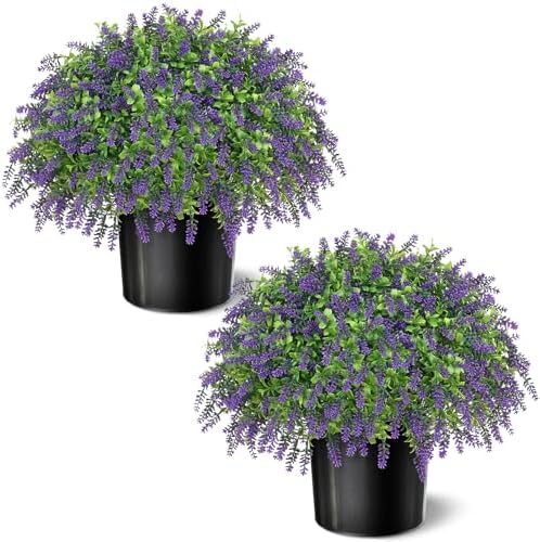 Artificial Boxwood Topiary Ball with Lavender - Set of 2
