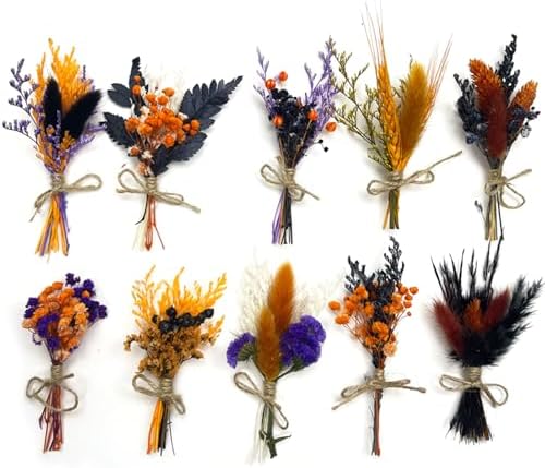 DULRLLY 10pcs Mini Dried Flower Bouquet Bulk